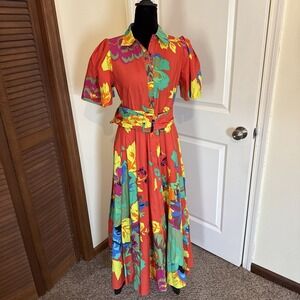 Christopher John Rogers Target Shirt Dress Women 4 Orange Floral Maxi